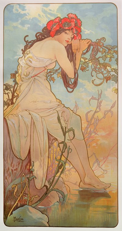 四季：夏天，1896年 作者 Alphonse Mucha